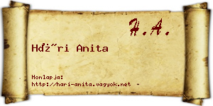 Hári Anita névjegykártya